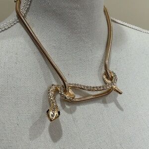 Kenneth Jay Lane Gold Snake Rhinestone Collar Necklace